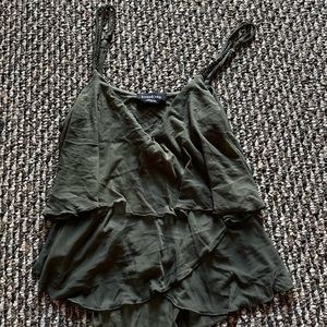 Bebe tank with gold beaded straps